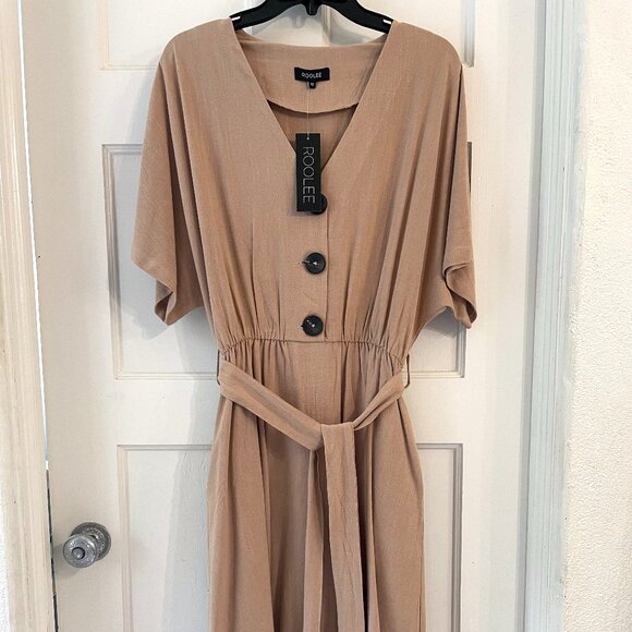 Roolee Size M Johnette Button Dress in BurlyWood NWT - Picture 2 of 4
